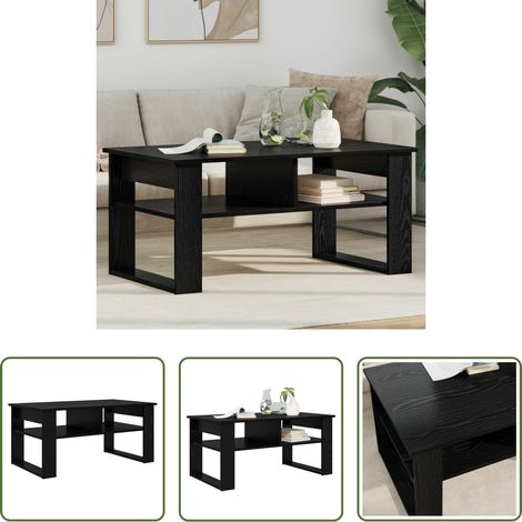 Holzwerkstoff - Couchtisch Schwarz Eichen-Optik 96 x 54 x 44 cm Holzwerkstoff (1/5)