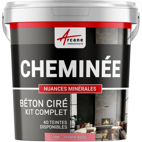 Béton ciré cheminée, kit avec primaire et vernis - 10 m² (en 2 couches) Pitaya Rose - ARCANE INDUSTRIES
