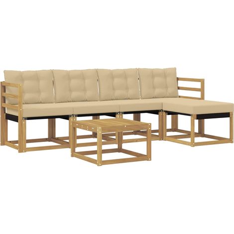 Conjunto de sofás de exterior 6 uds. y Beige vidaXL (1/5)