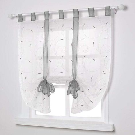 Fenetre Broderie Stores Romain Voilages Décoration Para Chambre Balcon Cuisine, Gris, 80cmx140cm