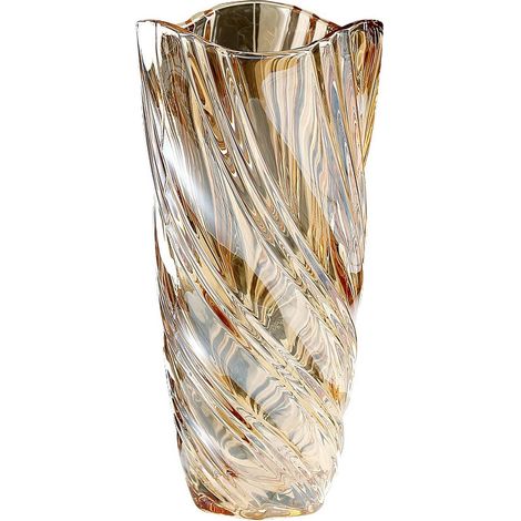 Moderne Kristallglasvase, 24 cm, nordisch groß, für Blumen und Tulpensträuße - Dekoration und Hochzeitsgeschenk (Bernstein)