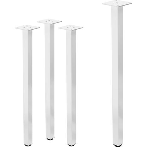 ML-Design Juego de 4 Patas de Mesa 72cm Blanco Brillante de Acero con Recubrimiento en Polvo, Perfil 4x4cm, Pies Regulables en Altura 1-4 cm para Muebles, Mesitas de Centro, Bancos o Aparadores (1/5)
