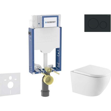 Geberit Combifix - Set con modulo di installazione, vaso WC Oudee e copriwater softclose, placca di comando Sigma20, nero opaco/nero SANI15CA5161 (1/5)