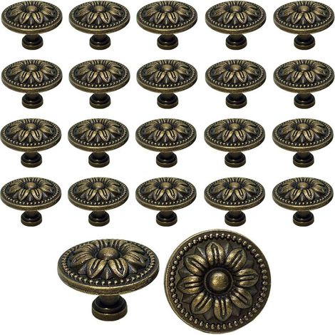 [NEVER USED] 20 pieces bronze cabinet knobs vintage furniture handle with screws 35mm (1/4)