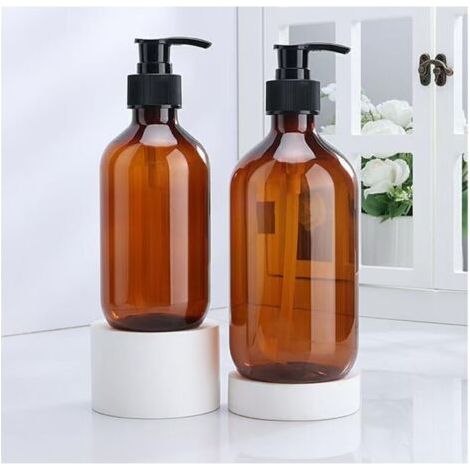 Pump Soap Dispenser Set of 2 - 500ml - for Kitchen, Bathroom, Countertop, Kitchen - Brown (1/4)