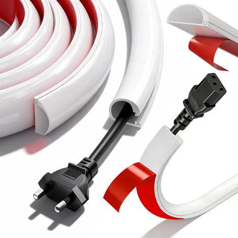 Goulotte Passe Cable, Flexible Cache Cable Mural Blanc Autocollante, Mini Goulottes de Câbles pour 1 Câbles, Passe Blanc Goulotte Cable Mural en Silicone sur Le Mur pour Bureau, Maison (1/5)