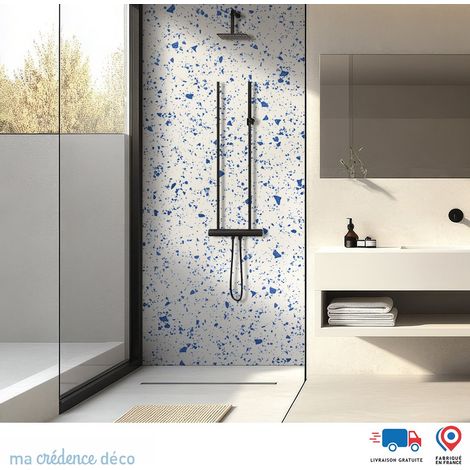 Panneau de douche : Terrazzo di Arogno - Couleur Deep violet - Alu composite - 100 - 245 (1/4)