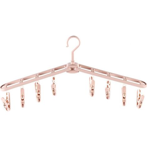 Cintre de voyage pliable (rose avec pince) pour shorts, jupes, chemises et chaussettes. Antidérapant. Cintre de rangement pour le linge et la garde-robe.