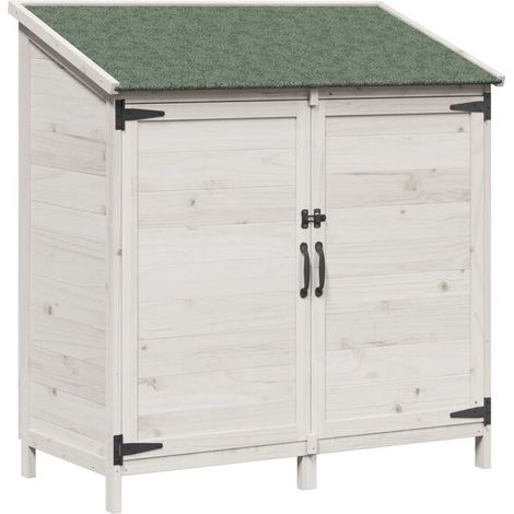 Chalet de jardin blanc, 106,5 x 56 x 113,5 cm, bois d'ingénierie (1/5)