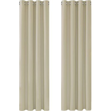 Rideaux Occultants Isolant Thermique, Rideaux pour Salon et Chambre, Design Moderne à Oeillets, 132x160 CM (Largeur x Hauteur), Beige Foncé, 2 Pièces (1/5)