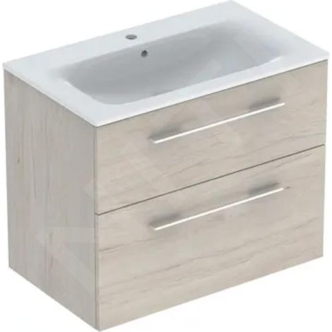 Geberit Selnova Square - Meuble-vasque 635x788x480 mm, avec vasque, 2 tiroirs, noyer clair hickory 501.243.00.1 (1/3)