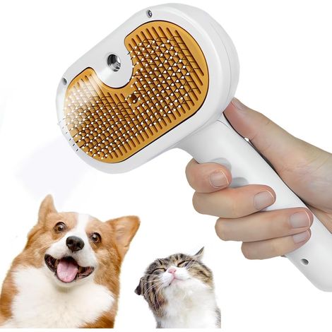 3 en 1 brosse à vapeur de chat pour l'épilation, brosse de toilettage à vapeur pour chats et chiens à poils longs et courts, peigne d'épilation auto - nettoyant pour animaux de compagnie avec réservoi