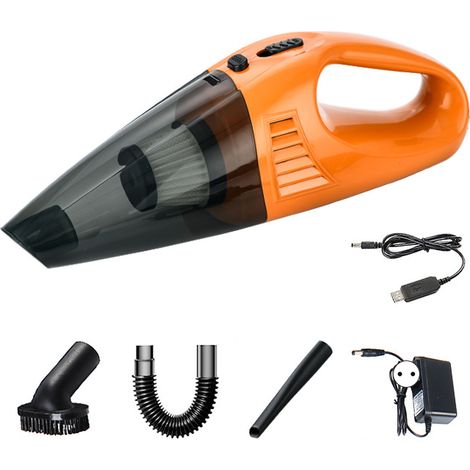 (Exclusivité Asie du Sud-Est) Aspirateur de voiture portable sans fil haute puissance, pour liquides et poussières, compact, double usage (maison et voiture), batterie intégrée, orange, conforme aux n (1/3)