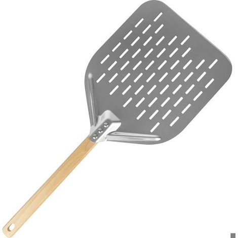 Pelle à Pizza Perforée Professionnelle - 40x30 cm - Pelle à Pizzaiolo en Acier Inoxydable avec Poignée Amovible - Pour Four à Pizza (1/5)