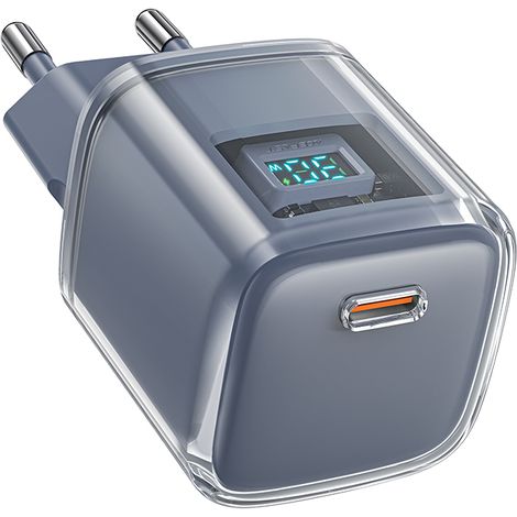 PD 30W GaN3 USB-C Wandladegerät mit Display, Grau (1/5)