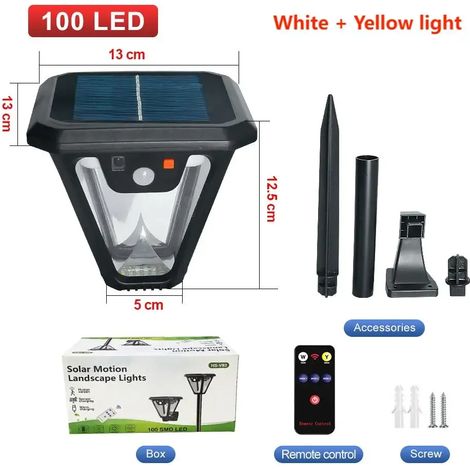 (Pack B) Lampe solaire LED à détecteur de mouvement, éclairage extérieur de jardin, lampadaire, télécommande, étanche, applique murale, projecteur de garage, éclairage de cour (1/5)