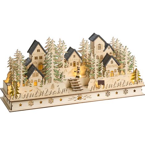 Decorazione natalizia in legno illuminata Luci LED Ornamento a batteria Luce marrone Vansjo (1/5)