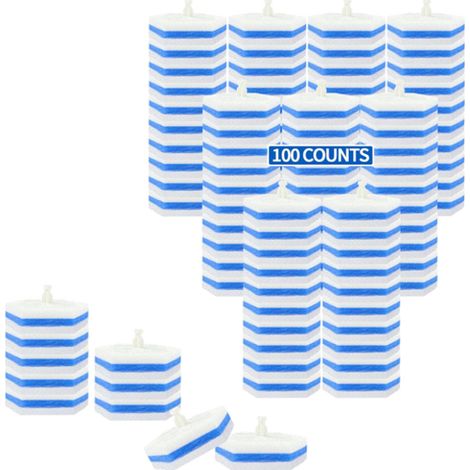 Recharges de baguettes de nettoyage jetables bleues pour cuvettes de toilettes (100, bleu) (1/5)