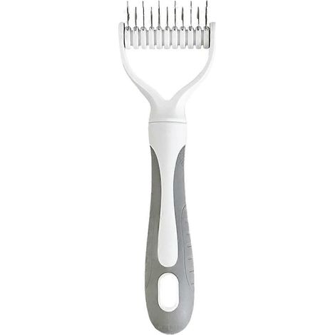 Peigne de toilettage double face, râteau à sous-poil 9+17 dents pour démêler les nœuds, lames arrondies en acier inoxydable avec poignée ergonomique antidérapante (1/5)