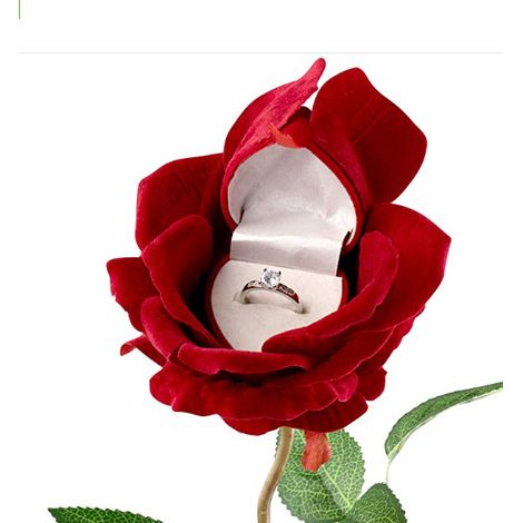 Boite pour bague en forme de rose romantique, Boite Rose pour Bague Alliance Ecrin Mariage Fleur Romantique Rouge Pour noces Saint Valentin fiançailles (1/5)