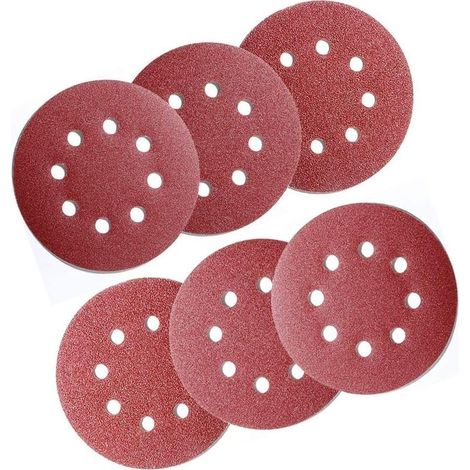 Disque de Ponçage Papier Abrasif,60 Pièces,Disques Abrasifs de 125mm avec 8 Trous,Grain P40/60/80/120/180/240,pour Ponceuses orbitale (10 disques par taille de grain) (1/5)
