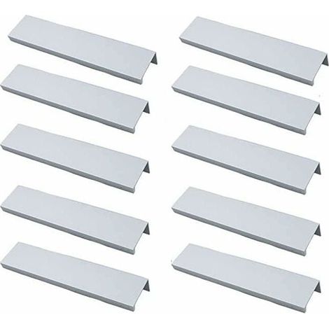Reno – Juego de 10 tiradores invisibles de aluminio cepillado para muebles – Distancia entre orificios de 96 mm – Resistente a la corrosión – Fácil instalación con tornillos incluidos (1/5)