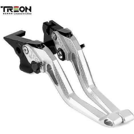 Leviers de frein et d'embrayage en aluminium CNC (argent et noir) pour motos Yamaha Xmax 125, 250, 300 et 400 (Xmax250, Xmax300, Xmax400). (1/5)