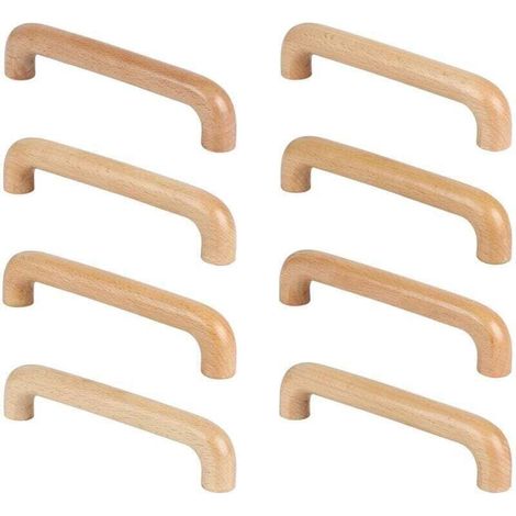 8 Pièces Poignée de Meuble Bois, XU, Poignée Meuble Cuisine Placards Poignee Porte, Espacement des Trous 96mm, Pour Meubles de Cuisine et Tiroirs - KZQ (1/4)