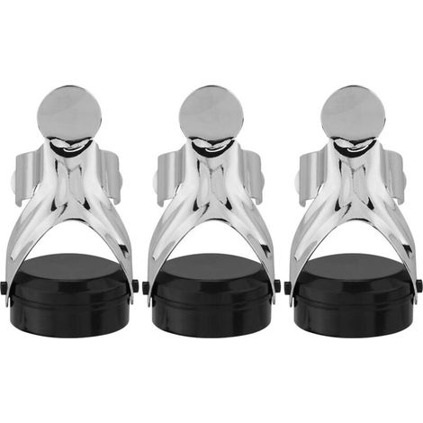 Juego de 3 tapones para botellas de vino y champán, de acero inoxidable, a prueba de fugas para bebidas carbonatadas - Crezuo