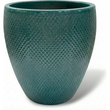 Provencelia Pflanzkübel Signac Ø38 cm Höhe 44 cm frostbeständig, keramisch, handgefertigt, Türkis