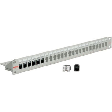 ROLINE Cat.6 19"-Keystone Patch Panel, light grey UTP