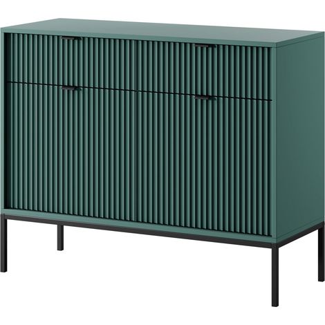 Cassettiera: 2 cassetti, 2 ante, labrador, Nero, 104 x 83 x 39 cm, maniglie nere (1/5)