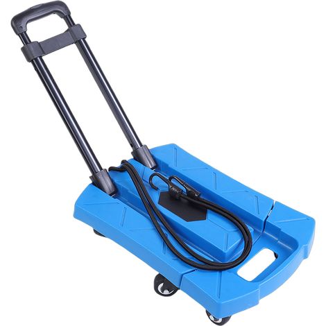 Chariot caddie de course domestique repliable à 6 roulettes bleu transportable avec poignée extensible (1/3)