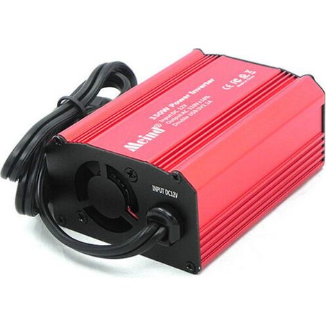 Convertisseur de puissance en métal 150 W, 12 V vers 240 V, chargeur allume-cigare avec 1 prise européenne et 2 ports USB pour voiture et camion - Rouge