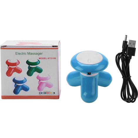 Mini Massageur Vibrant USB pour Cou et Corps, Poignée Ergonomique Bleue (1/5)