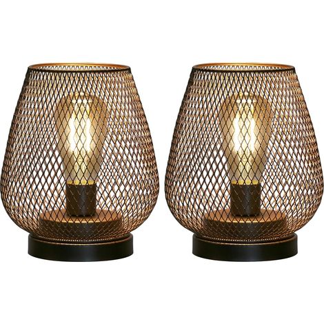 Lampe de table LED, lot de 2, en métal, alimentée par piles, pour table de chevet, bureau, salon ou décoration.-AquaForge (1/5)