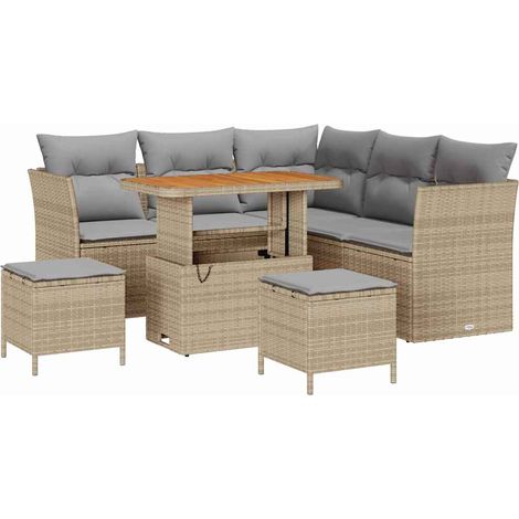 Maison Exclusive - Gartensofa-set 8 pcs Beige Poly-Rattan