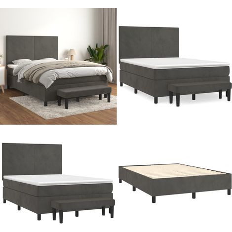 Boxspringbett mit Matratze Dunkelgrau 140x200 cm Samt - Samtbett - Boxspringbett - Doppelbett - Bettauflage - Nachttisch - Home & Living (1/5)