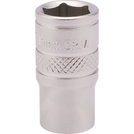 Draper 9.0mm 6-Point Socket for 1/4" Drive – Micro Satin Chrome Finish, Metric Size (Model 82143)