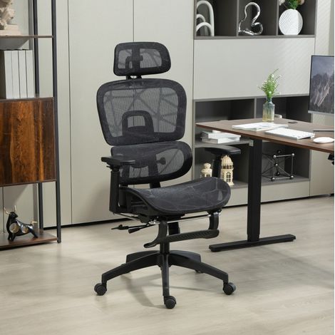 Sedia ufficio ergonomica reclinabile rete nera OKMYHOME (1/3)