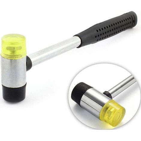 Maillet En Caoutchouc Marteau,Maillet Avec Double Face En Plastique Noir PoignéE Maillet Double Face DiamèTre pour Projets De Bricolage, Artisanat，（1pcs）, Ensoleillé