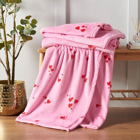 Catherine Lansfield Heart Cosy Coperta in pile oversize, 200 x 240 cm, colore: Rosa (1/4)