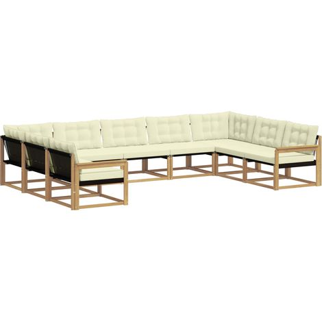 Outdoor-Sofagarnitur 9 stk. Weiß und Creme vidaXL (1/5)