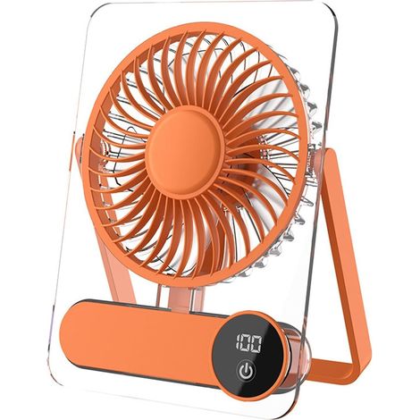 Ventilateur de table rechargeable à 5 pales, ventilateur de circulation, petit ventilateur portable pour étudiants et bureaux en été (couleur orange) (1/5)