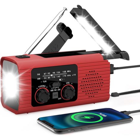 Radio De Survie Solaire, AM/FM/NOAA À Manivelle Et Piles Secteur, (1/5)