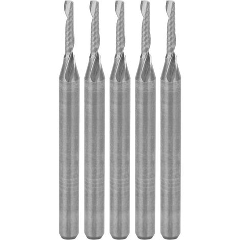 5 fraises 1 dent spirale queue droite 3.175mm pour aluminium plastique (1/5)