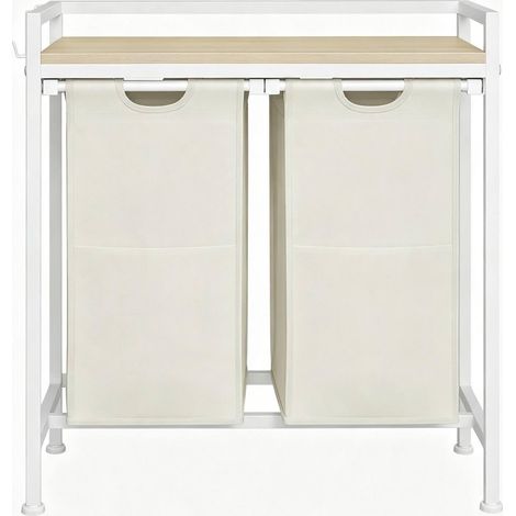 Clasificador de ropa con 2 compartimentos y estructura de madera y metal HOMVRA (1/4)