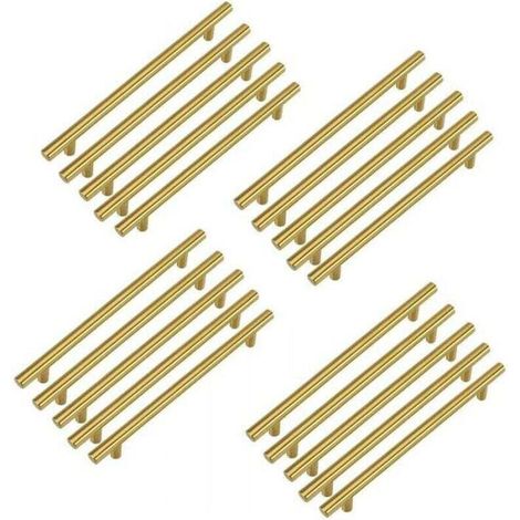 Pack de de 20 Poignée Meuble Dorée Poignée de Meuble Cuisine 96mm , XU,Poignee Laiton Poignée Tiroir Laiton Poignee Cuisine en Acier Inoxydable - KZQ