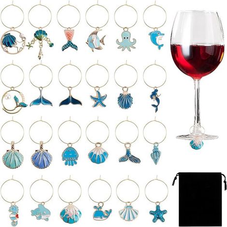 Marcador Para Copas De Vino - Aleación De Zinc - Temática Marítima - Para Fiestas Y Reuniones - 20 Unidades (1/5)