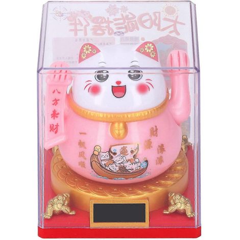 Chat porte-bonheur Feng Shui à énergie solaire, qui agite la patte et porte chance et prospérité – un chat qui agite la patte pour la maison (1/4)